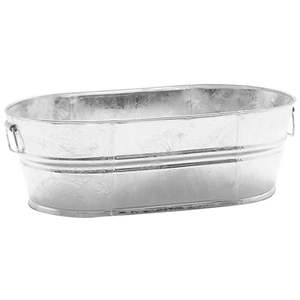 Rustic galvanized planter <b>tub</b> stylish heavy duty <b>metal</b> flower and plant container for farmhouse outdoor patio garden decor - Product Image 2