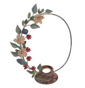 Guirlande de Noël artificielle verte en fer, faite à la main, ronde, en forme de feuilles, porte-bougie pour mariage et décoration de fêtes - Product Image 3
