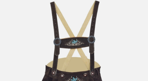 Lederhosen สีน้ำตาลสำหรับผู้ชายกางเกงขาสั้นลายลีเดอร์โฮเซ่นแบบทันสมัยลายหนังวัวแยกสั้นมีสไตล์สำหรับผู้ชาย - Product Image 3