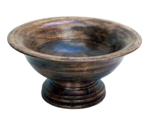 Nordic Vintage-Inspired <b>Small</b> Soup Dish Dark-Colored Wooden <b>Bowl</b> with round Curve Border for Home or Hotel Use - Product Image 1