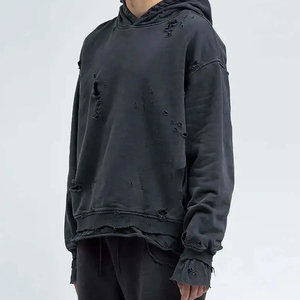 Sweats à capuche personnalisés à coupe régulière, délavés à l'acide et usés pour hommes avec logo personnalisé, 100% coton, service ODM d'hiver - Product Image 2