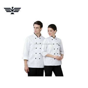 Conjunto de Uniforme de Chef Moderno de Algodón con Delantal de Manga Larga con Cierre de Broches, Ropa de Cocina Premium para Restaurantes y Hostelería (Unisex) - Product Image 1