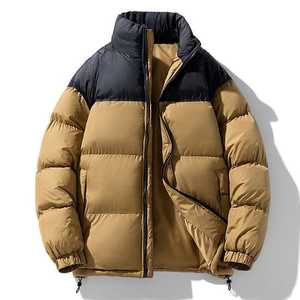 Chaqueta acolchada de algodón de invierno Unisex a prueba de viento, cuello levantado, estilo informal, cierre de cremallera, patrón sólido, logotipo de lona para hombre - Product Image 4