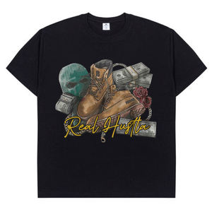 Haute qualité 100% coton Premium t-shirt hommes t-shirt décontracté tissé à manches courtes t-shirt imprimé lavé - Product Image 6