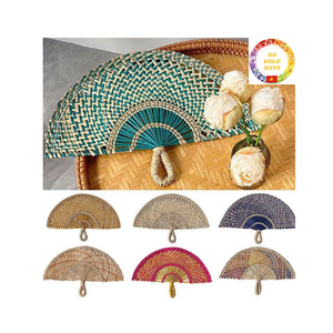 Abanico Colgante de Pared de Pastos Marinos, Tejido de Hoja de Palma de Bambú Rústico para Porche, Decoración de Sala de Estar - Product Image 5