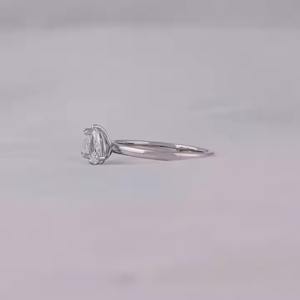 Anillo de diamante solitario de oro macizo de 14 quilates certificado IGI, Diamante de compromiso de corte de pera princesa cultivado en laboratorio personalizable - Product Image 4