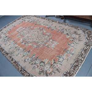 Tapis turc, grand tapis de 6x9,4 pieds, tapis marocain rouge - Product Image 4