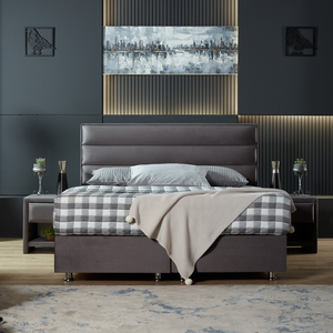 Juego de muebles de diseño de madera cómodos y modernos de lujo, cama doble tamaño King y Queen, cama de apartamento para dormitorio de Hotel - Product Image 4