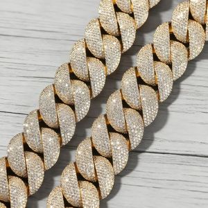 Nouveau design, collier cubain pour homme en argent sterling S925 plaqué or, 23 mm, 5 rangées de moissanite VVS, personnalisable, serti de pierres, style hip-hop - Product Image 4