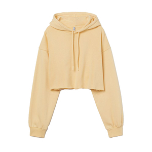 Mujeres crop top sudaderas con capucha hechas a medida de gran tamaño recortada sudaderas con capucha de algodón polar gota hombro señoras borde crudo sobre el tamaño - Product Image 1