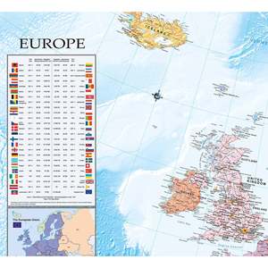 Affiche de la carte de l'Europe XXL 135 x 100 cm avec un design de drapeaux anglais traditionnels - Product Image 3