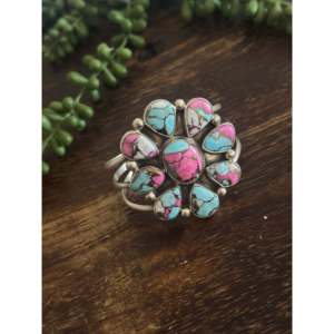 Gerildine James Fashion <b>Cuff</b> <b>Bracelet</b> Cotton Candy Dahlia & Sterling <b>Silver</b> Cluster Elegant & Stylish Accessory - Product Image 4
