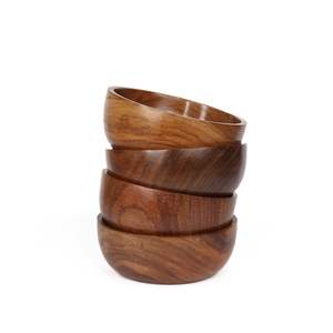 Bol en bois jetable écologique de qualité supérieure Fabriqué à la main Plat de service décoratif à salade de fruits Finition naturelle Fête personnalisée - Product Image 1