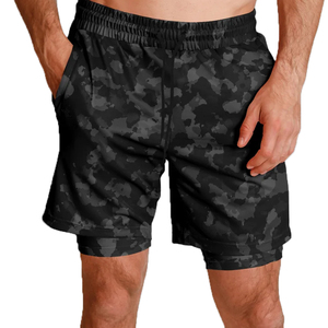 Quantité minimale de commande bas Shorts pour hommes personnalisés pantalons courts de sport Polyester séchage rapide exercice Shorts de course Double couche Fitness 2in1 Shorts - Product Image 1