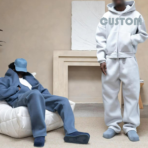 Custom 500GSM Heavyweight Fleece Set Hombres Fleece Hoodie & Joggers Oversized Streetwear 2 piezas Sweatsuit - Product Image 4