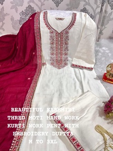 Venta caliente Vicose con trabajo manual Kurti Pant y Dupatta Mujeres Moda Fabricante y proveedor de India - Product Image 2