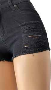 Shorts en jean pour femmes, vente en gros, décontractés, vintage, été, respirants, à boutons, taille mi-haute, jambe droite, lavables - Product Image 3