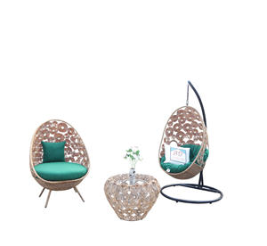 Ensemble de chaises pivotantes modernes en poly rotin PRSW-027 Design rond en osier avec housse de coussin résistante à l'eau - Product Image 1