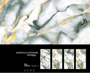 Carreaux de porcelaine sculptés sans fin dorés élégants 600x1200 | Collection d'exportation durable grand format de sol mural de qualité supérieure - Product Image 5