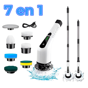 Spazzola Elettrica Rotante Senza Fili con 7 Testine Intercambiabili in Plastica per Pulizia di Cucina e Pavimenti - Product Image 5