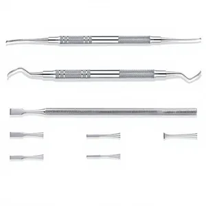 Juego de cinceles dentales de acero inoxidable con mango estriado, instrumento periodontal Clase I, color plata, precio asequible - Product Image 5