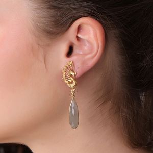 Boucles d'oreilles paon en laiton plaqué or 18 carats fabriquées à la main | Déclaration de mariage pour femmes à la mode | Jaipur Fabricant Exportateur - Product Image 6