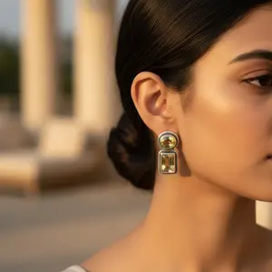 "Vintage Rose Gold Plated Diamond Cut Quartz & Diamond 925 <b>Silver</b> <b>Drop</b> <b>Earrings</b> for Women's Gift" - Product Image 3