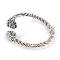 Bracelet torsadé en argent sterling 925 en forme de tête de lion, accessoire de mode vintage pour homme, garantie 70 ans, marque NUSRET, 30,53 g