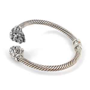 Bracelet manchette torsadé en argent sterling 925 en forme de tête de lion pour homme, accessoire de mode avec garantie de 70 ans - Product Image 4