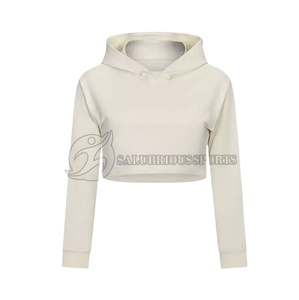 High Quality Customized Women's <b>Winter</b> Crop <b>Top</b> Hoodie Casual Pullover Streetwear Washed Techniques Hooded Collar - Product Image 6