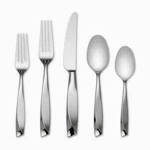 Poignées décoratives élégantes sur ensemble de couverts de luxe en acier inoxydable de 5 pièces couverts en argent de style américain - Product Image 1