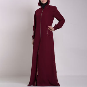 Wholesale Simple Solid <b>Chiffon</b> Breathable Open <b>Abaya</b> for Muslim Women Modest High Quality A-Line Fashion in Cheap Price for Sale - Product Image 5