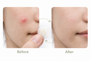 Patchs anti-acné bio, patchs hydrocolloïdes naturels pour boutons, soin anti-acné aux extraits de plantes, autocollants invisibles pour l'acné, qualité export OEM/ODM - Product Image 3