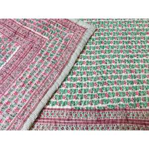 Edredón de algodón rajai jaipuri sanganeri rajai bloque hecho a mano impreso invierno manta cálida exportación fabricante - Product Image 4