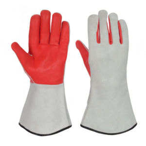 ถุงมือนิรภัยป้องกันประกายไฟสำหรับงานอุตสาหกรรมถุงมือหนังวัวแบบแยกตามธรรมชาติเชื่อมด้วยมือ - Product Image 6