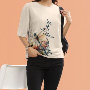 T-shirt pour femme en coton de haute qualité, col rond, respirant, décontracté, streetwear d'été, avec impression de logo personnalisé, uni - Product Image 1
