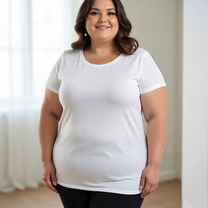 T-shirts d'été à manches courtes et à épaules tombantes T-shirts pour femmes en coton et polyester - Product Image 4