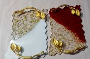 Bandeja para servir con asas Bandeja decorativa Mesa de centro Bandeja acrílica para desayuno Mesa de comida de té Encimera de tocador otomana - Product Image 4