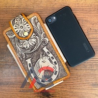 Funda de Cuero Genuino de Lujo para Celular Estilo Vaquero Occidental con Pelo de Vaca Metálico y Pasador para Cinturón de Alta Calidad y Personalizada