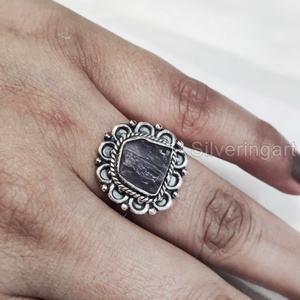 Bijoux en pierre brute bague pour femme pierre précieuse tanzanite réglable naturelle pierre de naissance décembre bague bohème bague en argent Sterling 925 - Product Image 4