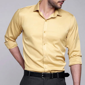 Ropa de calle informal de alta calidad, camisa de satén de seda a la moda, camisas de manga larga para hombre, camisa elegante de seda personalizada de Color sólido para hombre - Product Image 1