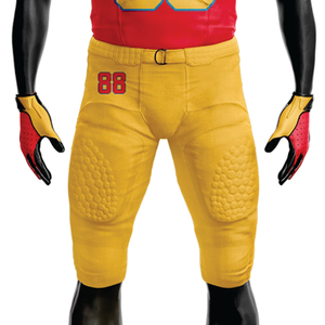 Uniforme de football américain sublimé en polyester 100% personnalisé pour hommes maillot court respirant en sergé rouge jaune - Product Image 5