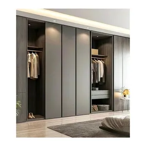 Modern Solid Wood Wardrobe with Glass Door Storage Feature Closets for Bedroom Kitchen Living Room