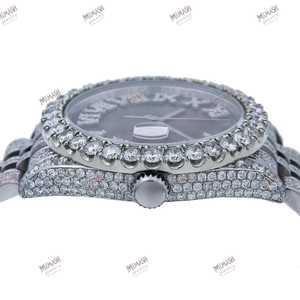 Nueva llegada 36mm número romano analógico negro Dial reloj de lujo totalmente helado Moissanite diamante Unisex estilo HipHop todas las ocasiones - Product Image 4