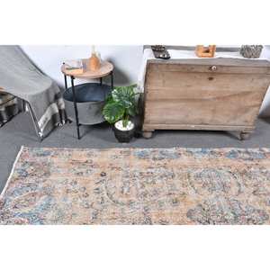 Alfombra turca Vintage Beige Azul 4,7 X 9.6ft Tejido plano de lana con patrón de retazos para decoraciones de sala de estar - Product Image 2