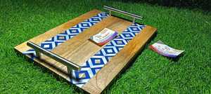 Bandeja con incrustaciones de madreperla con mango de madera Premium, postre de Ramadán Mubarak de lujo y plato para servir con fecha, regalo festivo Eid Mubarak - Product Image 4