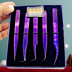 Juego de Pinzas para Extensión de Pestañas de Plasma Morado Intenso, Delgadas, Ligeras, de Acero Inoxidable, Antiestáticas, Duraderas, con Logotipo Personalizado, para Uso en Salón - Product Image 4