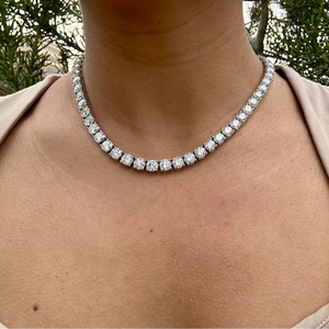 Collar de tenis de moissanita de 40 quilates para mujer, cadena de eslabones moderna de plata de ley 925 pulida en oro blanco, amarillo y rosa GDTC - Product Image 1