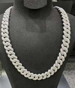 VVS Moissanite 18MM 22 pouces Chaîne à maillons cubain en or blanc 14k fini en argent sterling 925 - Product Image 4