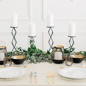 Modern Metal <b>Craft</b> <b>Iron</b> Black Desktop Candlestick Stand Living Room Decoration Candle Holders Simple Fashion Candelabra - Product Image 1